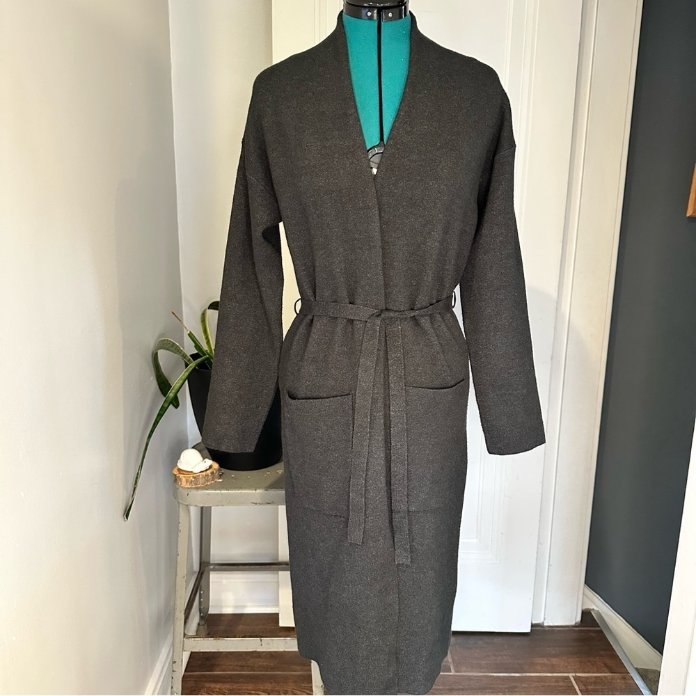 Tahari Bath Robe Cozy Charcoal Black Loungewear